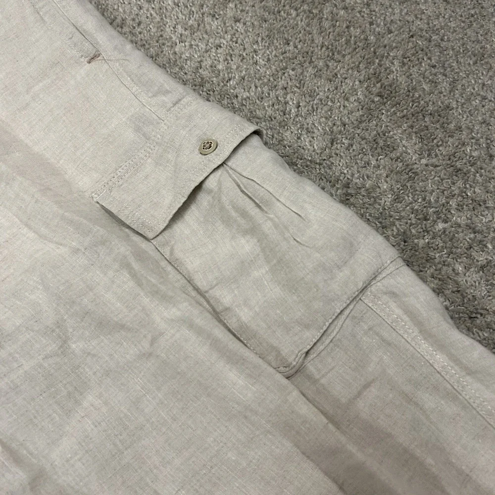 Tommy Bahama Linen Cargo Pants Mens Large 42X32 Gray Drawstring Relax Light